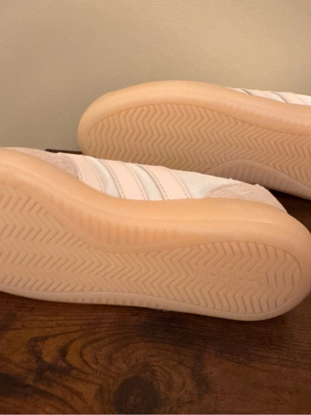 Adidas Women’s Pale Pink and White Suede-Trim Sneakers - NWOT